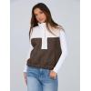 imageYeokou Women Fleece Sherpa Vest Cropped Half Zip Sleeveless Warm Fuzzy Contrast Color Outwear Vest Kangaroo PocketBrown