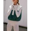 imageYeokou Women Fleece Sherpa Vest Cropped Half Zip Sleeveless Warm Fuzzy Contrast Color Outwear Vest Kangaroo PocketDarkgreen