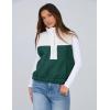 imageYeokou Women Fleece Sherpa Vest Cropped Half Zip Sleeveless Warm Fuzzy Contrast Color Outwear Vest Kangaroo PocketDarkgreen