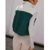 imageYeokou Women Fleece Sherpa Vest Cropped Half Zip Sleeveless Warm Fuzzy Contrast Color Outwear Vest Kangaroo PocketDarkgreen