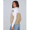 imageYeokou Women Fleece Sherpa Vest Cropped Half Zip Sleeveless Warm Fuzzy Contrast Color Outwear Vest Kangaroo PocketKhaki