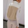 imageYeokou Women Fleece Sherpa Vest Cropped Half Zip Sleeveless Warm Fuzzy Contrast Color Outwear Vest Kangaroo PocketKhaki