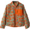 imageYeokou Women Floral Jacket Winter Sherpa Fleece Coat Daisy Jacquard Stand Collar Full ZipUp Pockets Warm Lining OutwearOrange