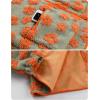 imageYeokou Women Floral Jacket Winter Sherpa Fleece Coat Daisy Jacquard Stand Collar Full ZipUp Pockets Warm Lining OutwearOrange