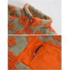 imageYeokou Women Floral Jacket Winter Sherpa Fleece Coat Daisy Jacquard Stand Collar Full ZipUp Pockets Warm Lining OutwearOrange