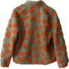imageYeokou Women Floral Jacket Winter Sherpa Fleece Coat Daisy Jacquard Stand Collar Full ZipUp Pockets Warm Lining OutwearOrange