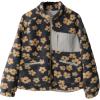 imageYeokou Women Floral Jacket Winter Sherpa Fleece Coat Daisy Jacquard Stand Collar Full ZipUp Pockets Warm Lining OutwearYellow