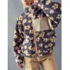 imageYeokou Women Floral Jacket Winter Sherpa Fleece Coat Daisy Jacquard Stand Collar Full ZipUp Pockets Warm Lining OutwearYellow