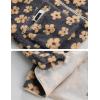 imageYeokou Women Floral Jacket Winter Sherpa Fleece Coat Daisy Jacquard Stand Collar Full ZipUp Pockets Warm Lining OutwearYellow