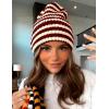 imageYeokou Women Stripe Beanie Cuffed Rollup Skull Cap Fall Winter Casual Warm Stretchy Knit HatBlack