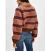 imageYeokou Women Stripe Pullover Sweater Turtleneck Ribbed Knit Top Casual Fall Winter KnitwearBrown