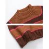 imageYeokou Women Stripe Pullover Sweater Turtleneck Ribbed Knit Top Casual Fall Winter KnitwearBrown