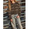 imageYeokou Women Striped Cardigan Sweaters Button Down Crewneck Fall Winter Casual Knit OutfitsCoffee