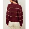 imageYeokou Women Striped Cardigan Sweaters Button Down Crewneck Fall Winter Casual Knit OutfitsRed