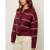 imageYeokou Women Striped Cardigan Sweaters Button Down Crewneck Fall Winter Casual Knit OutfitsRed