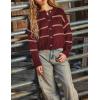 imageYeokou Women Striped Cardigan Sweaters Button Down Crewneck Fall Winter Casual Knit OutfitsRed