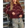 imageYeokou Women Striped Cardigan Sweaters Button Down Crewneck Fall Winter Casual Knit OutfitsRed