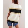 imageYeokou Women Sweater Vest Color Block Striped V Neck Sleeveless Casual Knit Tank Spring Pullover KnitwearBlack
