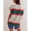 imageYeokou Women Sweater Vest Color Block Striped V Neck Sleeveless Casual Knit Tank Spring Pullover KnitwearGreen