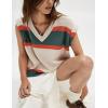 imageYeokou Women Sweater Vest Color Block Striped V Neck Sleeveless Casual Knit Tank Spring Pullover KnitwearGreen