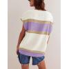 imageYeokou Women Sweater Vest Color Block Striped V Neck Sleeveless Casual Knit Tank Spring Pullover KnitwearPurple