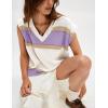imageYeokou Women Sweater Vest Color Block Striped V Neck Sleeveless Casual Knit Tank Spring Pullover KnitwearPurple