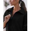 imageYeokou Womens Fleece Jacket Coat Sherpa Lined Half Zip Sweatshirt Fall Winter Fuzzy Long Sleeve Pullover Outfits with PocketsBlack