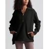 imageYeokou Womens Fleece Jacket Coat Sherpa Lined Half Zip Sweatshirt Fall Winter Fuzzy Long Sleeve Pullover Outfits with PocketsBlack