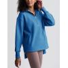 imageYeokou Womens Fleece Jacket Coat Sherpa Lined Half Zip Sweatshirt Fall Winter Fuzzy Long Sleeve Pullover Outfits with PocketsBlue