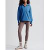 imageYeokou Womens Fleece Jacket Coat Sherpa Lined Half Zip Sweatshirt Fall Winter Fuzzy Long Sleeve Pullover Outfits with PocketsBlue