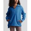 imageYeokou Womens Fleece Jacket Coat Sherpa Lined Half Zip Sweatshirt Fall Winter Fuzzy Long Sleeve Pullover Outfits with PocketsBlue