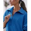 imageYeokou Womens Fleece Jacket Coat Sherpa Lined Half Zip Sweatshirt Fall Winter Fuzzy Long Sleeve Pullover Outfits with PocketsBlue
