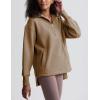 imageYeokou Womens Fleece Jacket Coat Sherpa Lined Half Zip Sweatshirt Fall Winter Fuzzy Long Sleeve Pullover Outfits with PocketsKhaki