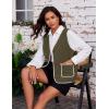 imageYeokou Womens Fleece Sherpa Vest Contrast Trim V Neck Button Down Fall Winter Warm Fuzzy Outwear Vests with PocketsArmygreen