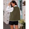 imageYeokou Womens Fleece Sherpa Vest Contrast Trim V Neck Button Down Fall Winter Warm Fuzzy Outwear Vests with PocketsArmygreen