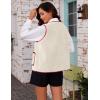 imageYeokou Womens Fleece Sherpa Vest Contrast Trim V Neck Button Down Fall Winter Warm Fuzzy Outwear Vests with PocketsBeige