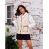 imageYeokou Womens Fleece Sherpa Vest Contrast Trim V Neck Button Down Fall Winter Warm Fuzzy Outwear Vests with PocketsBeige