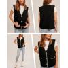 imageYeokou Womens Fleece Sherpa Vest Contrast Trim V Neck Button Down Fall Winter Warm Fuzzy Outwear Vests with PocketsBlack