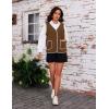 imageYeokou Womens Fleece Sherpa Vest Contrast Trim V Neck Button Down Fall Winter Warm Fuzzy Outwear Vests with PocketsBrown