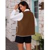 imageYeokou Womens Fleece Sherpa Vest Contrast Trim V Neck Button Down Fall Winter Warm Fuzzy Outwear Vests with PocketsBrown