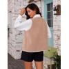 imageYeokou Womens Fleece Sherpa Vest Contrast Trim V Neck Button Down Fall Winter Warm Fuzzy Outwear Vests with PocketsKhaki