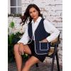imageYeokou Womens Fleece Sherpa Vest Contrast Trim V Neck Button Down Fall Winter Warm Fuzzy Outwear Vests with PocketsNavy