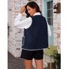 imageYeokou Womens Fleece Sherpa Vest Contrast Trim V Neck Button Down Fall Winter Warm Fuzzy Outwear Vests with PocketsNavy