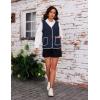 imageYeokou Womens Fleece Sherpa Vest Contrast Trim V Neck Button Down Fall Winter Warm Fuzzy Outwear Vests with PocketsNavy