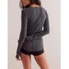 imageYeokou Womens Henley Tunic Shirts Long Sleeve Ribbed Crewneck Button Tops Slim Fit Fall OutfitsDarkgray