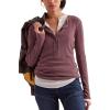imageYeokou Womens Henley Tunic Shirts Long Sleeve Ribbed Crewneck Button Tops Slim Fit Fall OutfitsDarkred