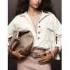 imageYeokou Womens Long Sleeve Denim Crop Babydoll Top Shirt Front Buttons Pockets Fall Casual Outfits 2025White