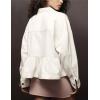imageYeokou Womens Long Sleeve Denim Crop Babydoll Top Shirt Front Buttons Pockets Fall Casual Outfits 2025White