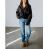 imageYeokou Womens Polar Fleece Sweatshirt Pullover HalfZip Cropped Pockets Casual Workout Jacket Coat Winter WarmBlack