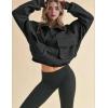 imageYeokou Womens Polar Fleece Sweatshirt Pullover HalfZip Cropped Pockets Casual Workout Jacket Coat Winter WarmBlack